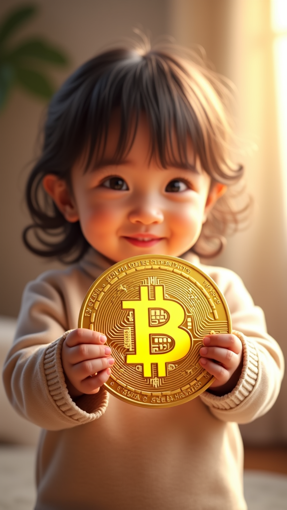 small child with bitcoin